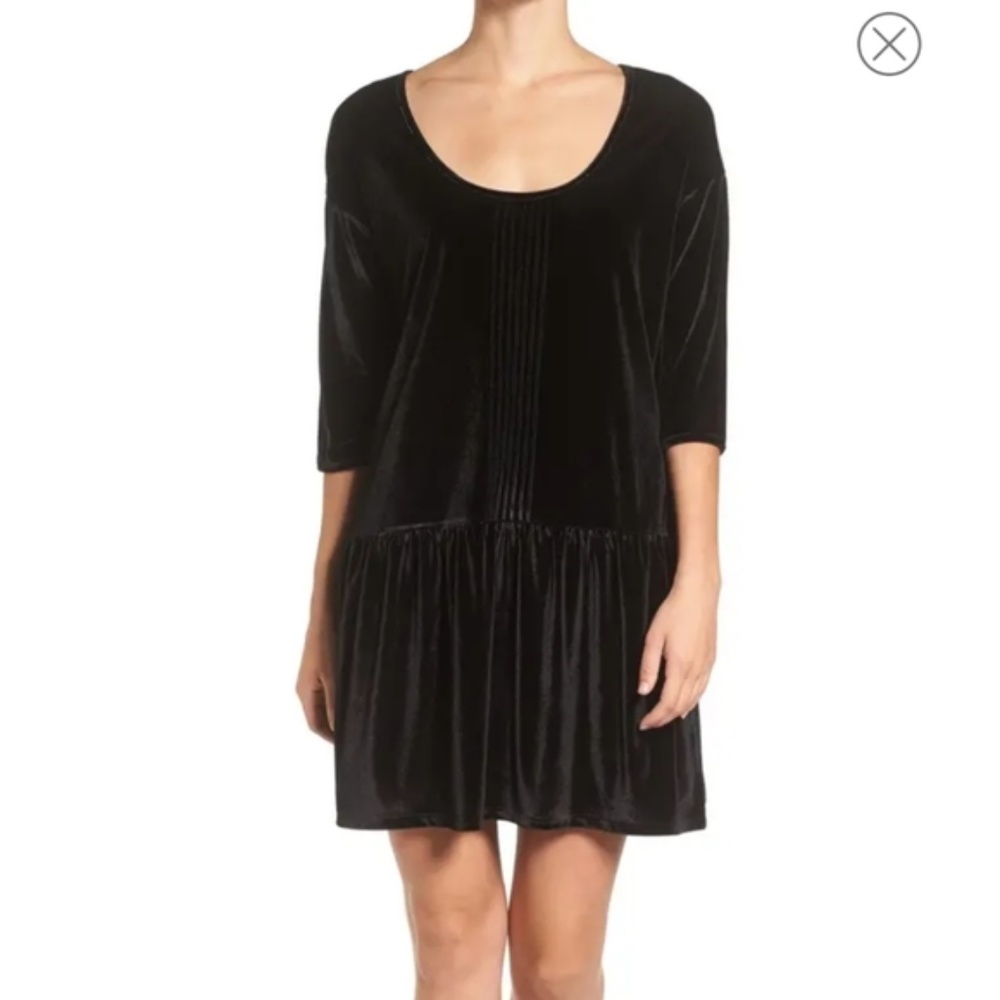 EUC Hinge Nordstrom Drop Waist Velvet Shift Dress Size XS